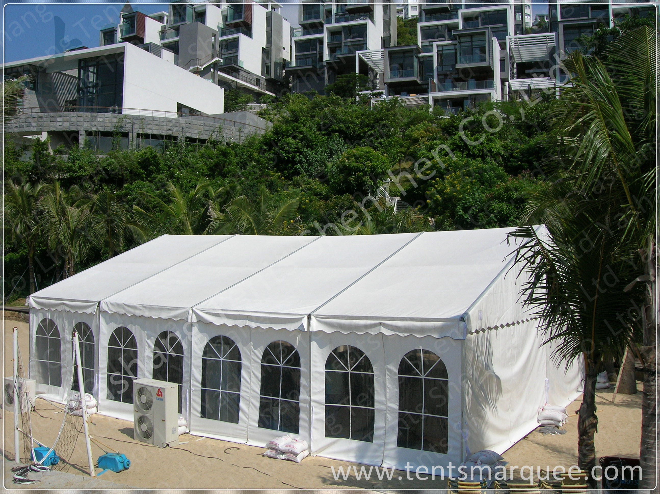 Activities Held in the White Fabric Roof Event Tent Preventing from Strong Sun